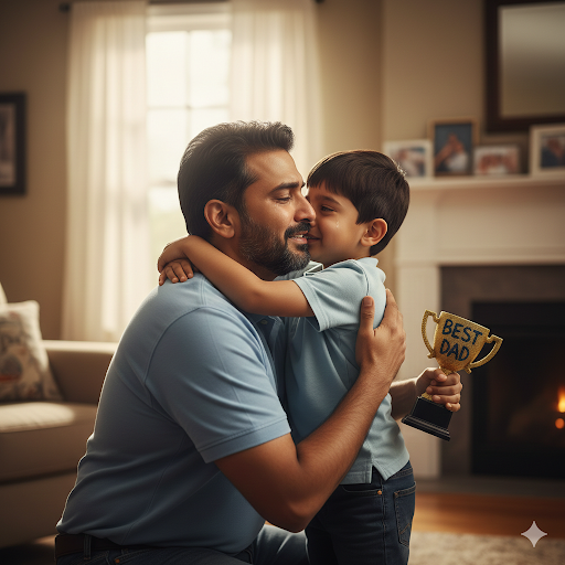 Emotional father and son 